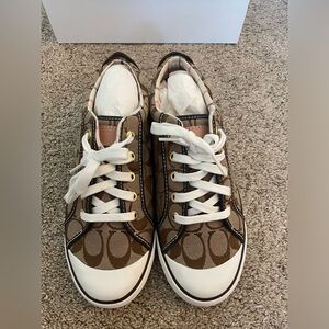 Vintage Coach Barrett logo shell toe sneaker in brown
